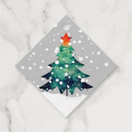 Julgran i Snö-Juletiketterna Gåvor Etiketter