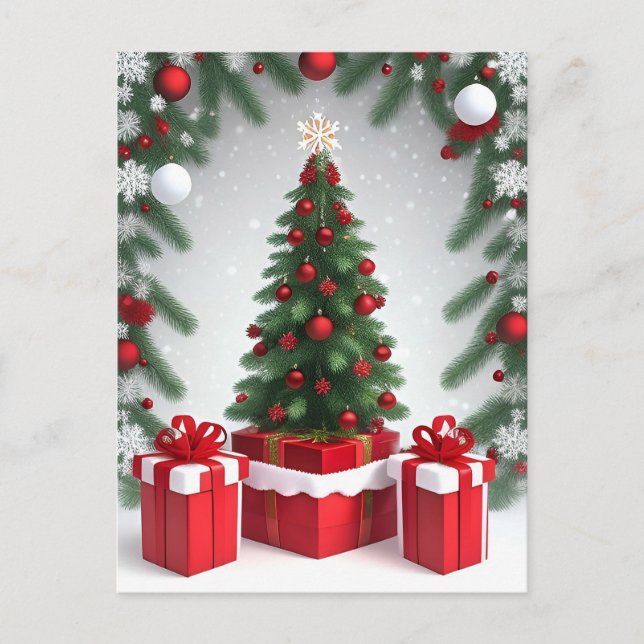 🎄 Julgran i snöig sagovärld ❄️ Festlig  Vykort (Framsida)