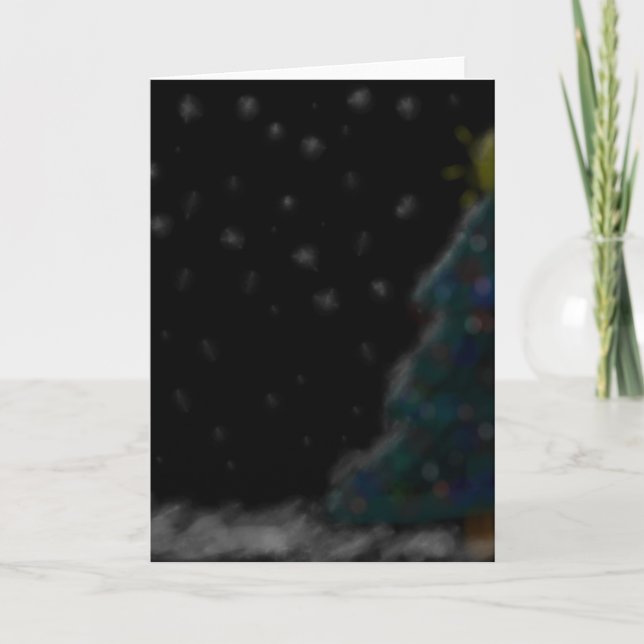 Julgran i snön helgkort (Framsida)