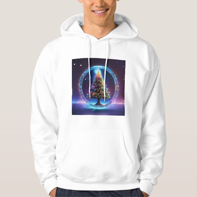 "Julgran i Space Prated Hoodie" Hoodie (Framsida)