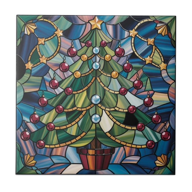 Julgran i Tiffany-stil Kakelplatta (Framsidan)