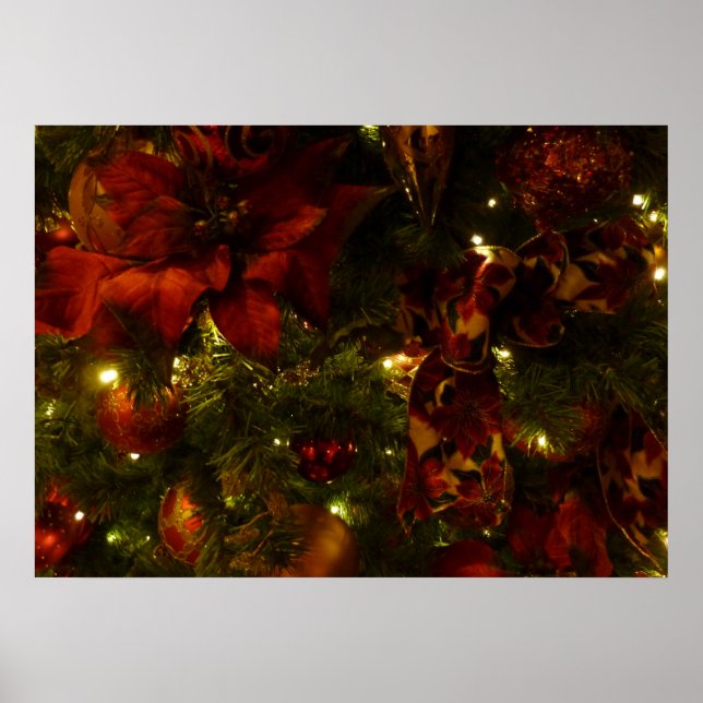 Julgran i vinrött och guld II Poster (Framsidan)