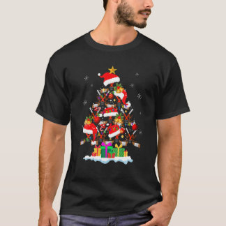 julgran Ice Hockey Boll Santa Hat Funny Xma T Shirt