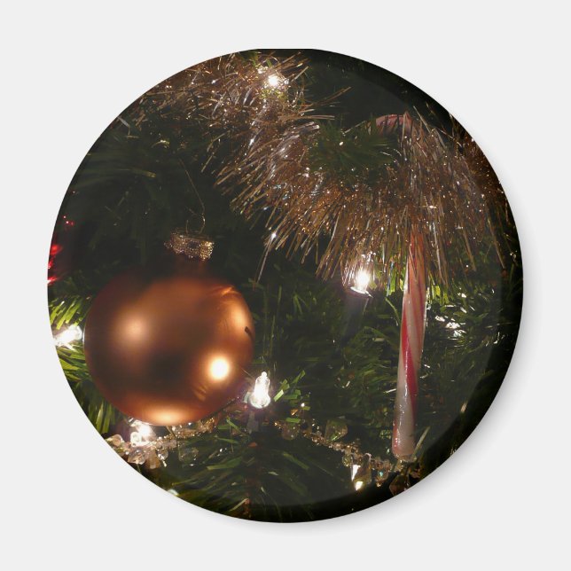 Julgran II Helgdag Red och Guld Magnet (Framsidan)