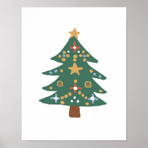 Julgran Illustration Nordisk Print Poster