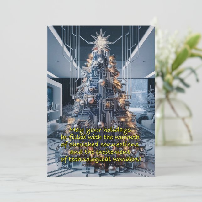 Julgran inspirerad av kretskort julkort (Stående Fram)