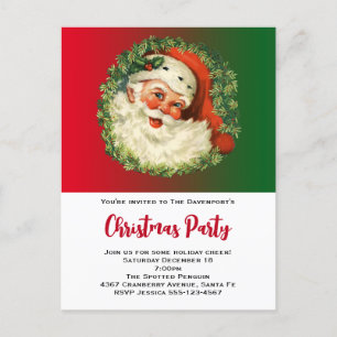 Julgran Invitation med Vintage Tomte Vykort