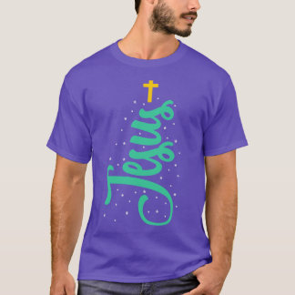 Julgran Jesus Kristus Kristet Kors Julkrubba T Shirt