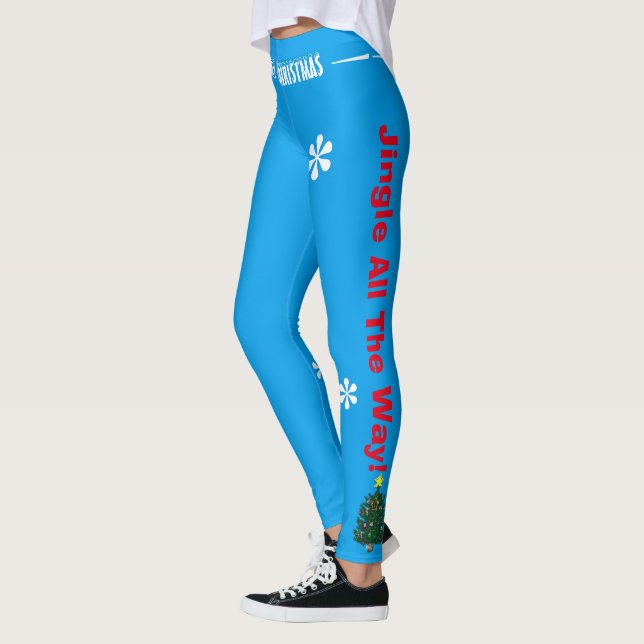 Julgran Jingle Klockor Blue Red White Leggings (Vänster)