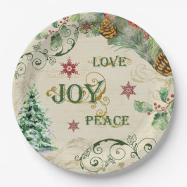 Julgran Joy Peace Holly Typography Art