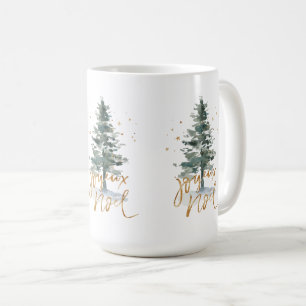Julgran Joyous Noel guld typografi Kaffemugg