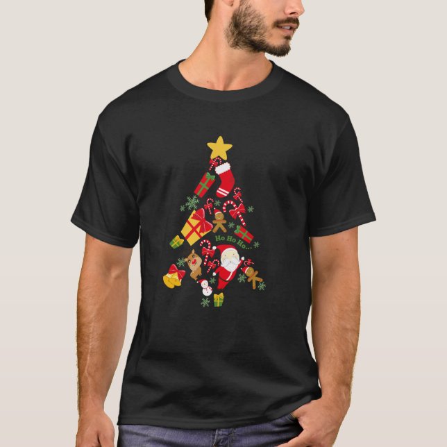 julgran jul present rolig tomte  t shirt (Framsida)