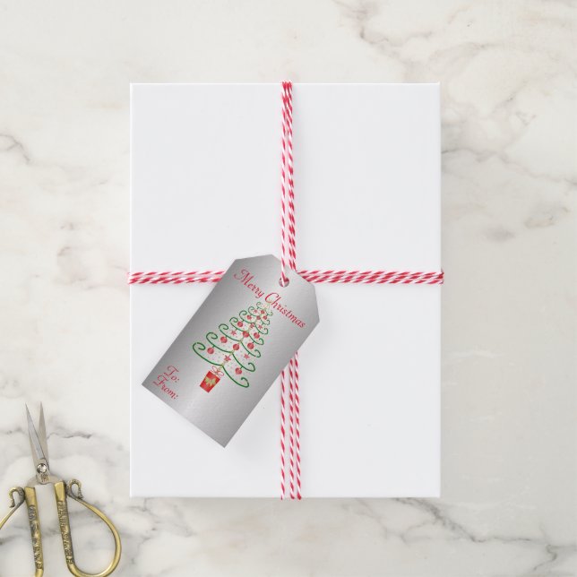 Julgran jul presentetikett (Med Snöre)