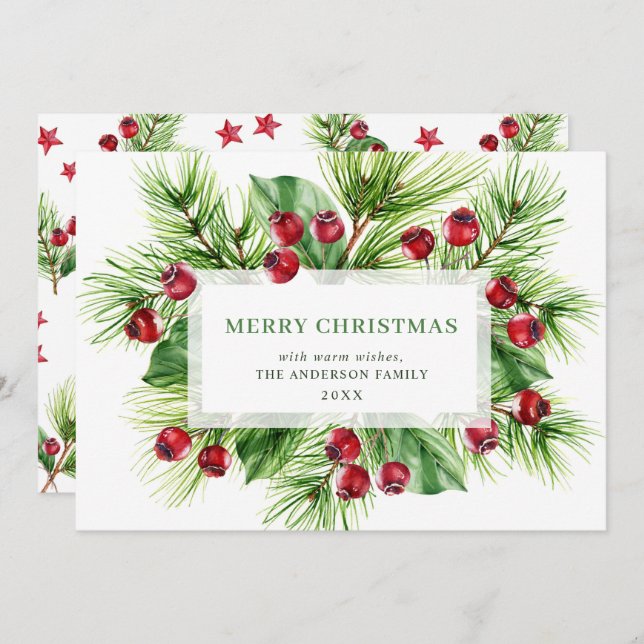 Julgran Julbär Julhälsning Julkort (Fram/baksida)