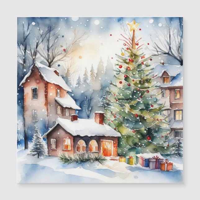 Julgran julby snöande bild (Framsida)