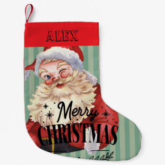 Julgran Julen Retro Grön Röd Liten Julstrumpa