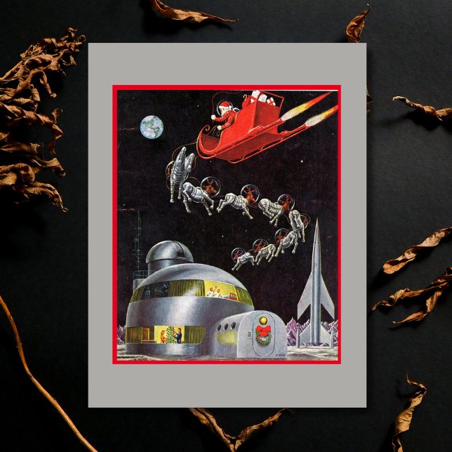 Julgran Julenisse och renar i rymden Helg Vykort (Skapare uppladdad)