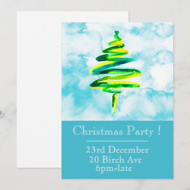 Julgran julfest inbjudningar (Fram/baksida)