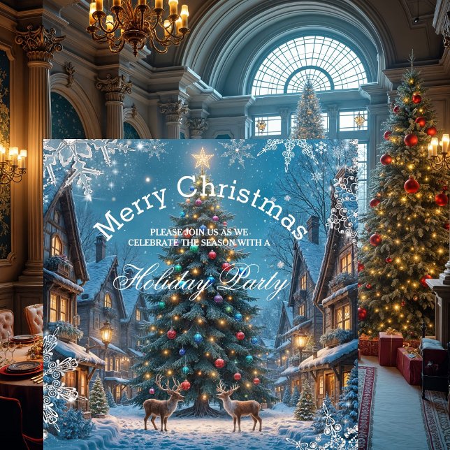 Julgran Julfest Winter Reindeers snö Inbjudningar (Skapare uppladdad)
