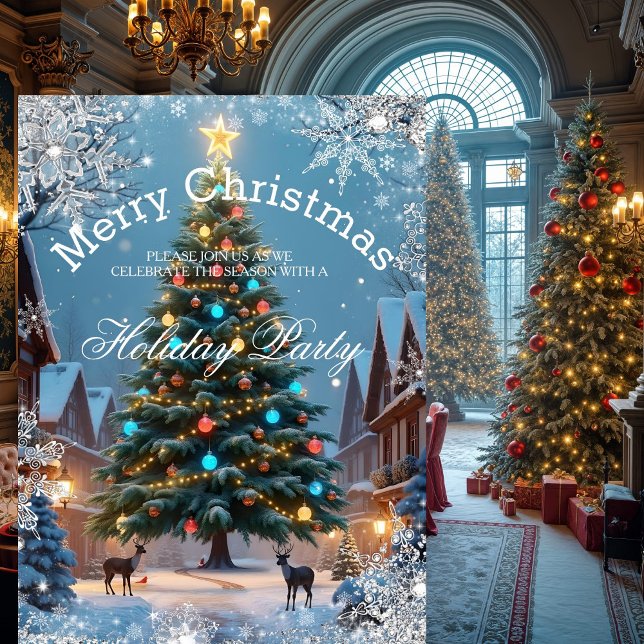 Julgran Julfest Winter rustium house Inbjudningar (Skapare uppladdad)