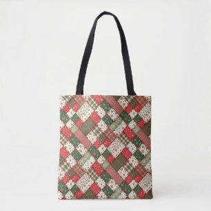 Julgran julgrön julröd patchwork tygkasse