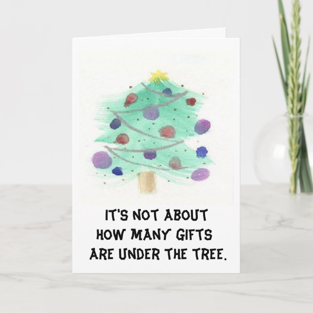 Julgran-julkort för vattenfärg helgkort (Framsida)