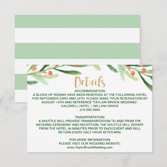 Julgran Julkrans Bröllopsdetaljer Tilläggskort (Fram/baksida)