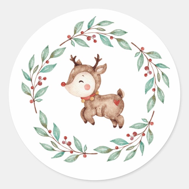 Julgran Julkrans Runt Klistermärke (Framsida)