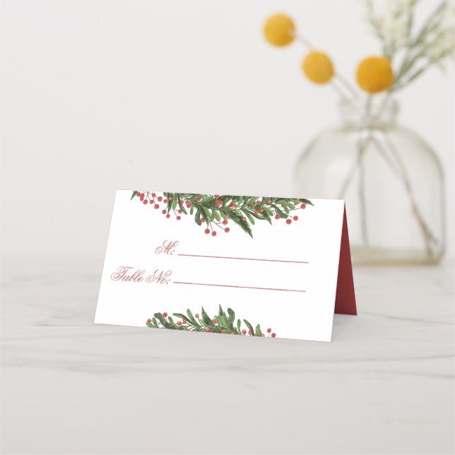 Julgran Julkrans Vinter Övningsmiddag Placeringskort (Framsida)
