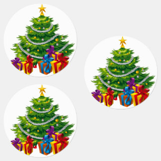 Julgran, jultomter, helgdag klistermärke