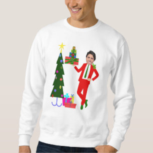 julgran justin trudeau lång ärmad tröja