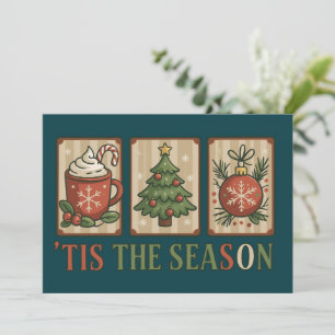 Julgran Kakao Retro Högtid Tis The Season Julkort
