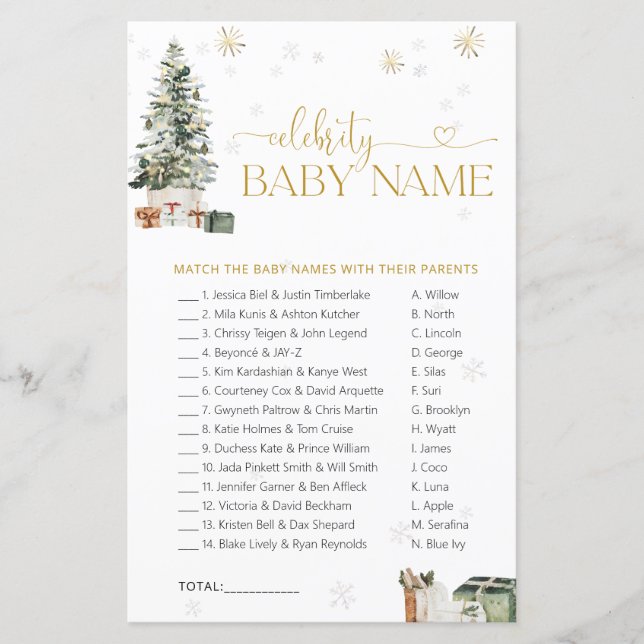 Julgran Kändisbarn Namnlek (Framsida)
