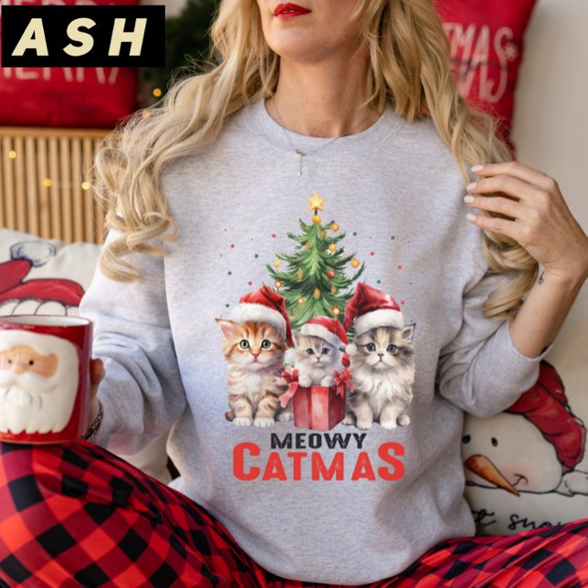 Julgran Kattgåva, Meowy Catmas jul T Shirt (Skapare uppladdad)
