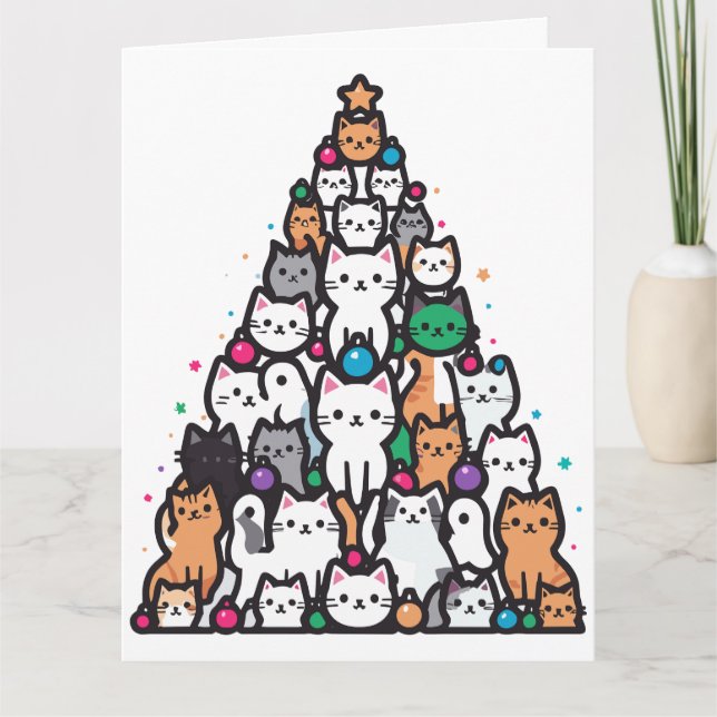 Julgran Kattrösta Julen Kattpaws Tomte  Kort (Framsida)