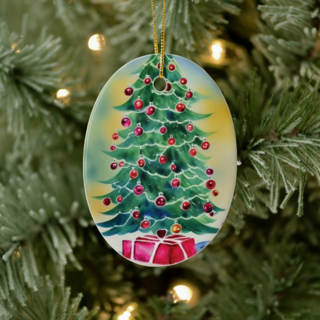 Julgran keramisk prydnadsföremål julgransprydnad keramik (Träd)