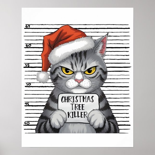Julgran Killer Funny Cat Poster (Framsidan)