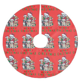 Julgran-kjol med hundar julgransmatta borstad polyester