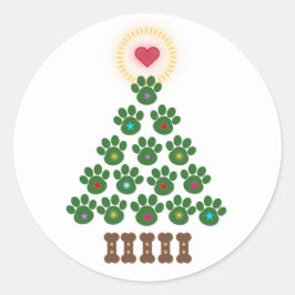 Julgran Klistermärken med tassavtryck