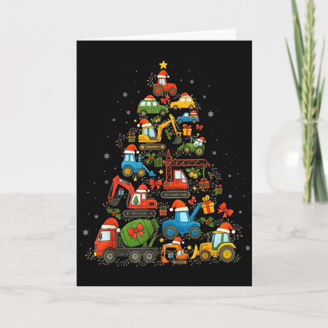 Julgran Konstruktionsbil Roliga Julpresent  Kort (Framsida)