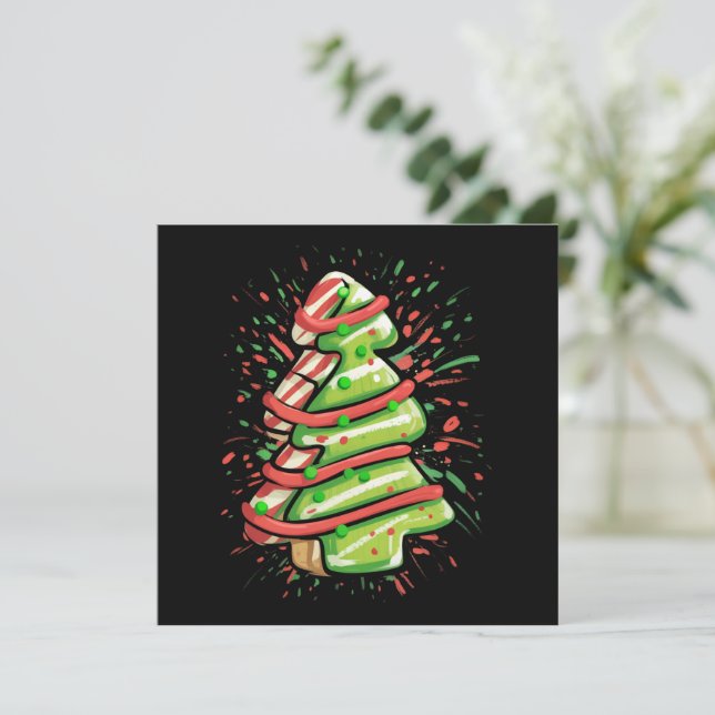 Julgran Kookie Penseldrag Splatter Snygg  Julkort (Stående Fram)