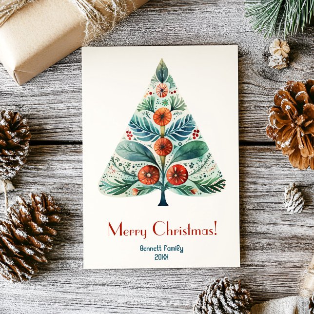 Julgran-kort för familjen god jul inbjudningar (A touch of elegance for the holidays 🌲 Send love with our watercolor tree card ✨)