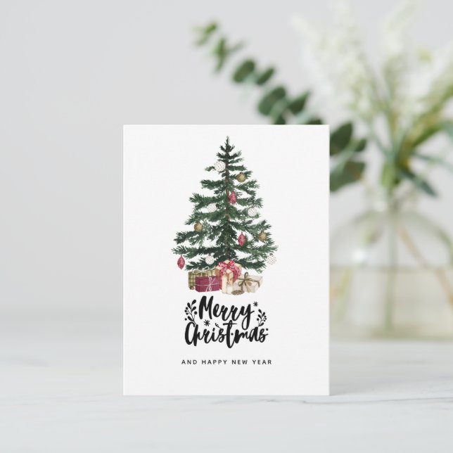Julgran Kort God Jul Högtider (Stående Fram)