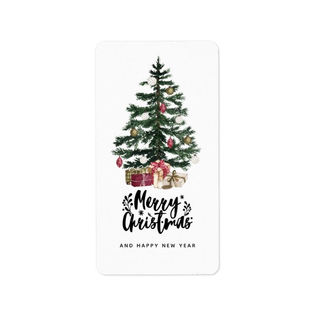 Julgran Kort God Jul Högtider Adressetikett (Framsidan)