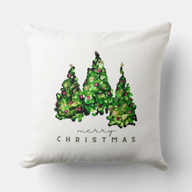 Julgran kudde i alkoholbläckdesign (Framsida)