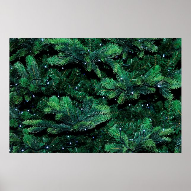 Julgran-kvistar som sipprar runt gräs poster (Framsidan)