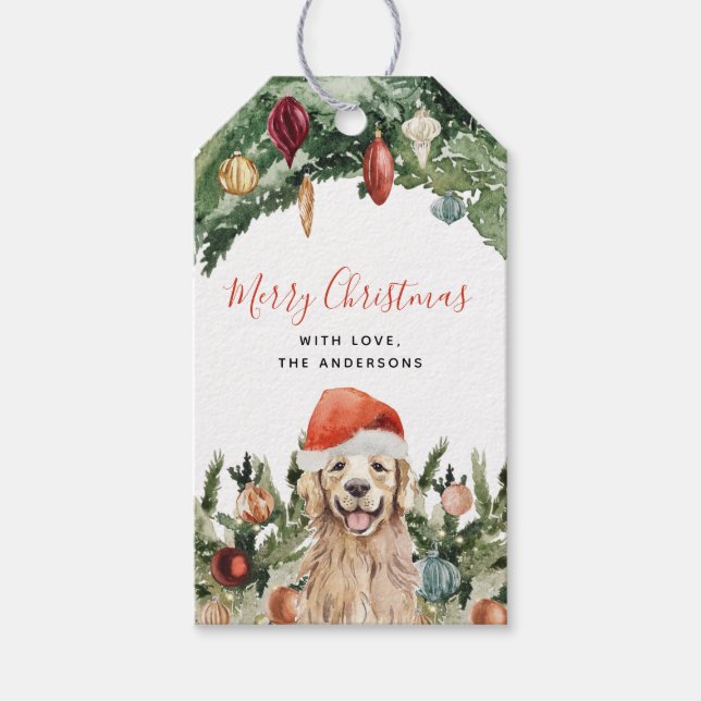 Julgran Labrador Retriever Santa Hund Pawty Presentetikett (Framsidan)