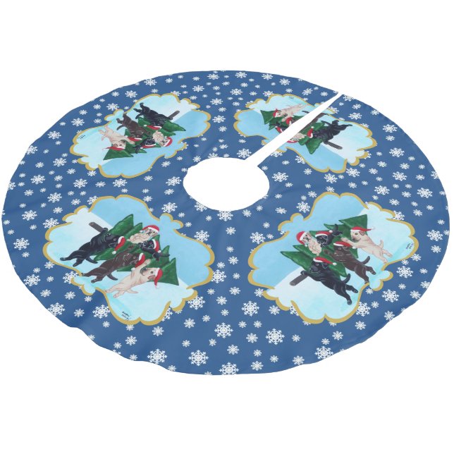 Julgran Labradors i snöfält Julgransmatta Borstad Polyester (Vinklad)