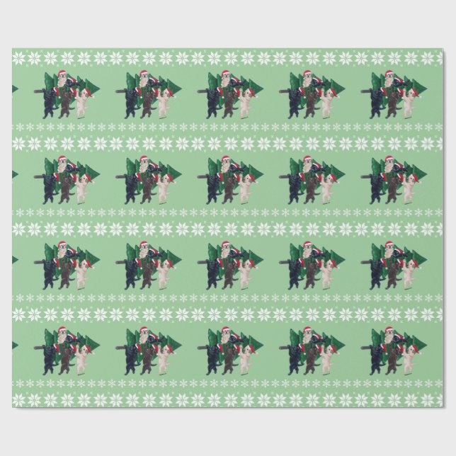 Julgran Labradors i snöfält Presentpapper (Platt)