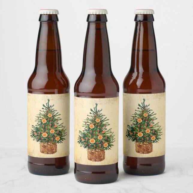 Julgran Land-bondhus Simple BeerLabel Ölflaska Etikett (Flaskor)